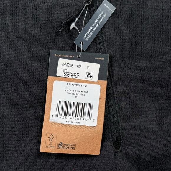 NWT The North Face Gordon Lyons Mens Medium Black Full Zip Vest - Picture 5 of 8